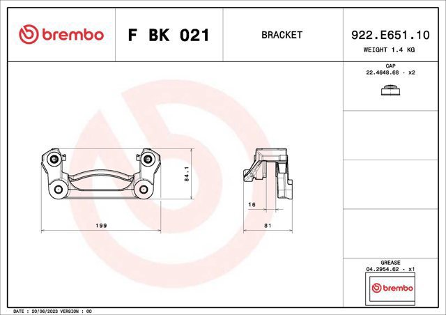 FBK021 BREMBO Скоба заднего суппорта купить в Ровно
