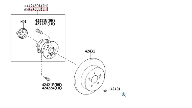 4246033010 TOYOTA Ступица задняя левая купить в Каменское