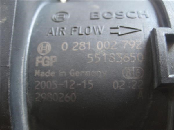 0281002792 FIAT Датчик потока (расхода) воздуха, расходомер M.A.F. - (Mass Airflow) купить в Николаев
