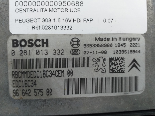 PEUGEOT 0281013332 Блок управления двигателем в наличии Харьков