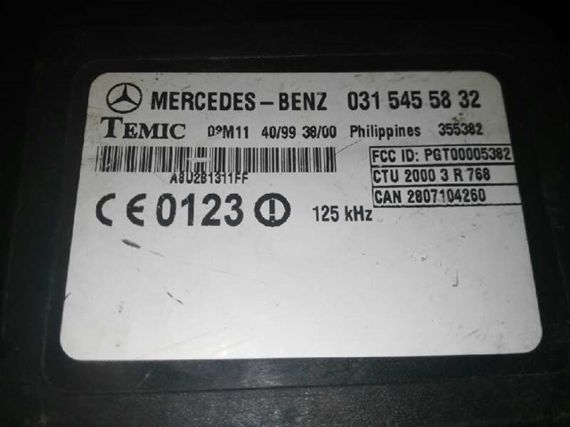Unidade de controle do imobilizador para caixa de câmbio/chassi Mercedes-Benz Sprinter 5-T Mercedes Sprinter 02.00 -> caixa fechada 313 CDI (903.661-662) / 03.99 - 12.06 0315455832