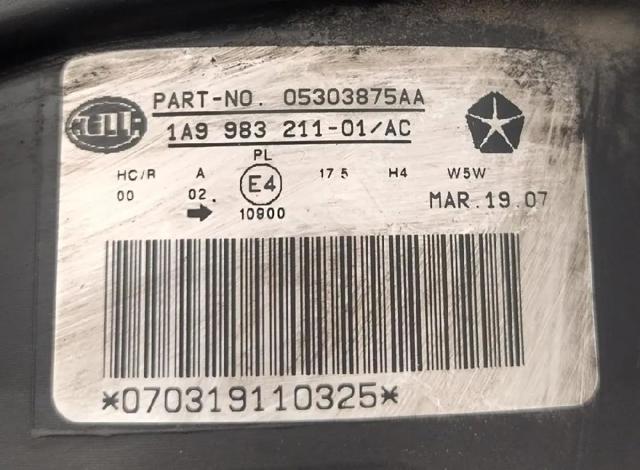 CHRYSLER 05303875AE Фара левая в наличии Киев