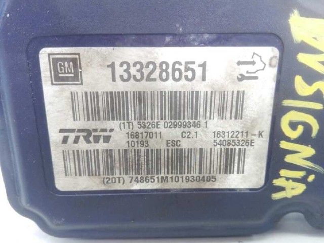 Unidade hidráulico de controlo ABS Opel Insignia G09