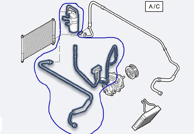 Mangueira de aparelho de ar condicionado, desde o compressor até o radiador 1361585 Ford