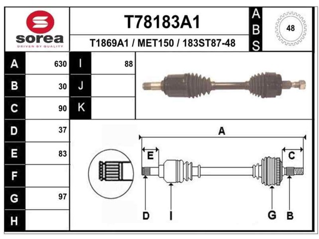 MERCEDES 1633300401 Полуось (привод) передняя левая в наличии Ирпень