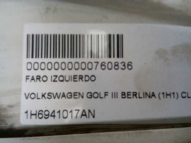 Faro izquierdo para volkswagen golf iii 1.6 aee 1H6941017AN