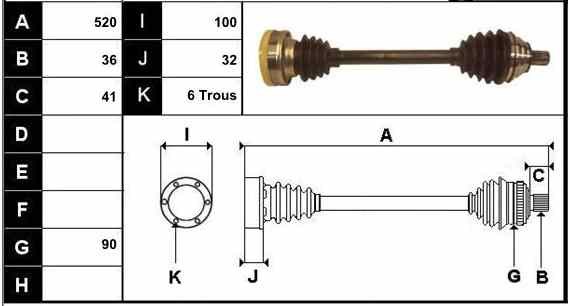 VAG 1K0407451CX Левая полуось в наличии Винница