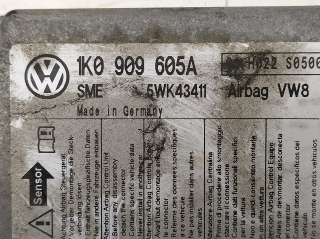 VAG 1K0909605A Модуль-процессор управления подушкой безопасности (ЭБУ AIRBAG) в наличии Харьков