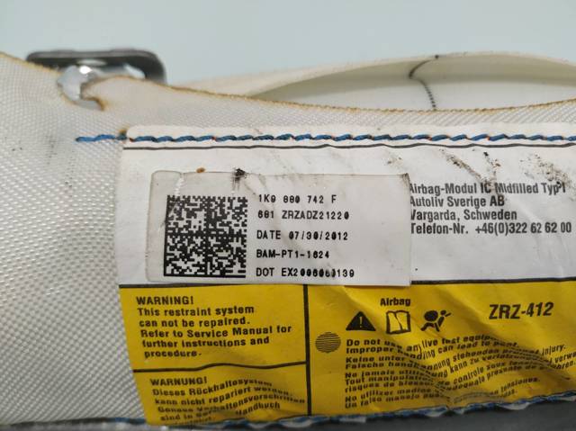 1K9880742F Подушка безопасности (AIRBAG) шторка боковая правая купить Харьков