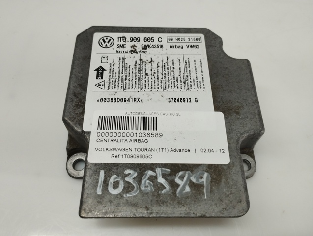 1T0909605C VAG Модуль-процессор управления подушкой безопасности (ЭБУ AIRBAG) купить в Ирпень