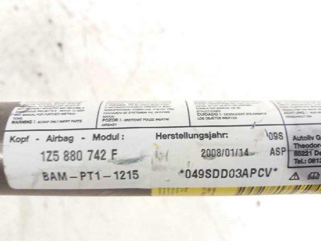 1Z5880742G VAG Подушка безопасности (AIRBAG) шторка боковая правая купить в Одесса