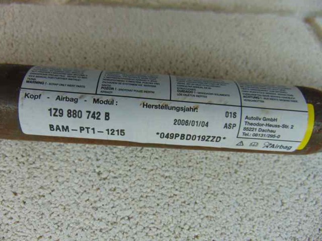 VAG 1Z9880742B Подушка безопасности (AIRBAG) шторка боковая правая в наличии Львов