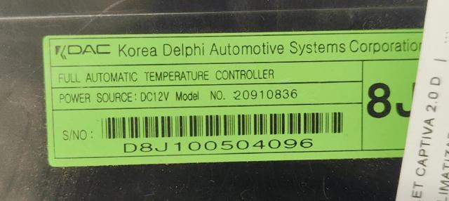 Unidade de controlo dos modos de aquecimento/condicionamento Chevrolet Captiva 1 C100