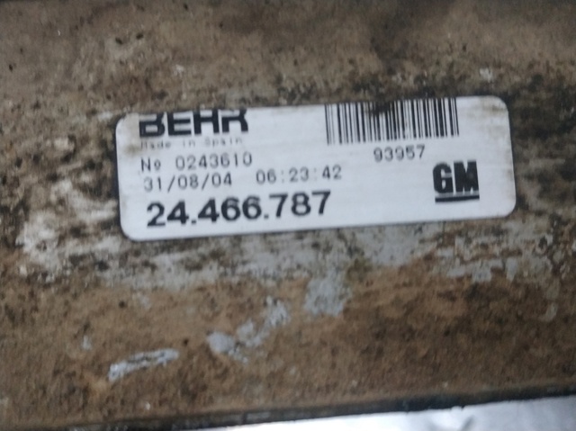 Radiador de intercooler 24466787 OPEL