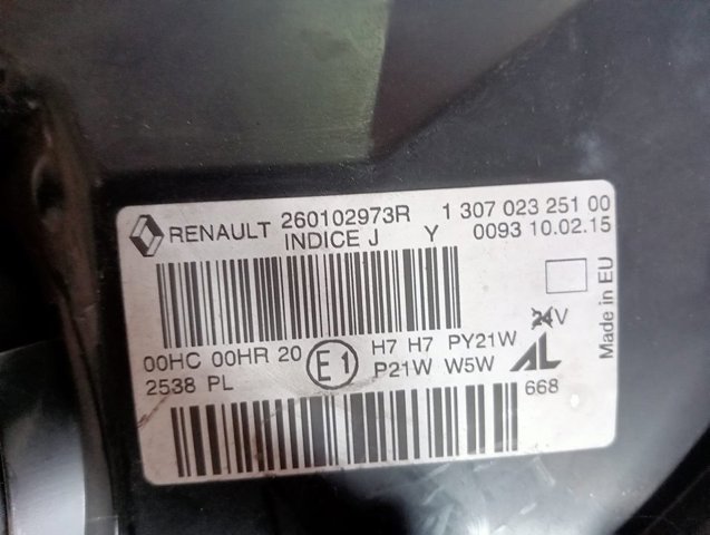 260102973R RENAULT Фара правая купить в Украина