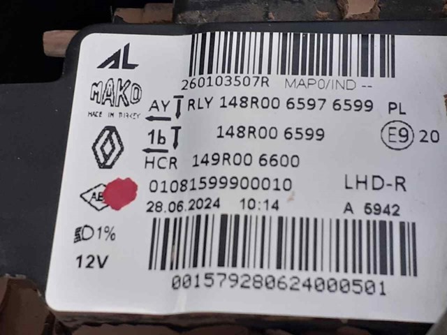 RENAULT 260103507R Правая фара в наличии Николаев
