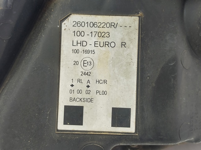 RENAULT 260106220R Фара правая в наличии Львов