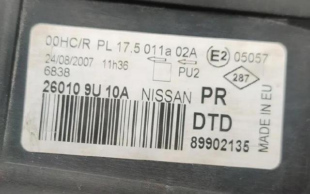 NISSAN 260109U10A Правая фара в наличии Николаев