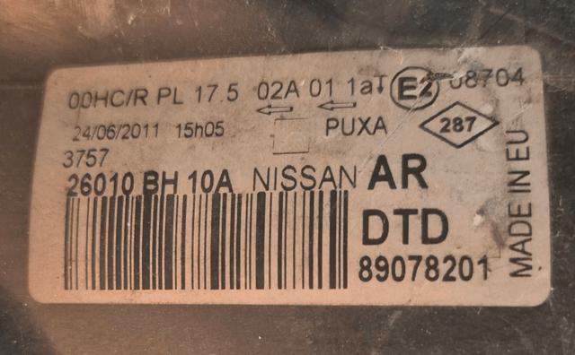 26010BH10A NISSAN Фара правая купить в Николаев