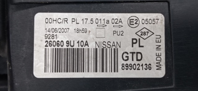 260609U10A NISSAN Фара левая купить в Одесса