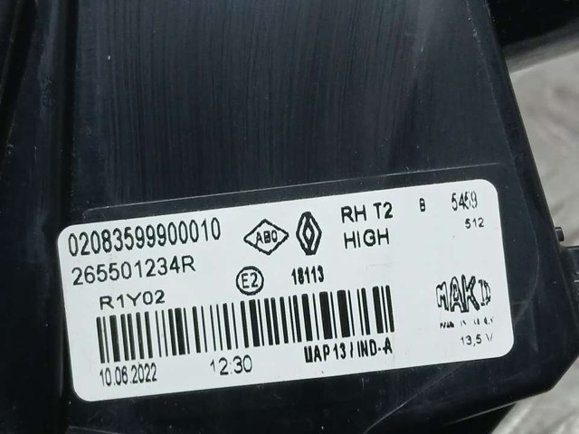 265501234R RENAULT Фонарь задний правый внутренний купить в Сумы