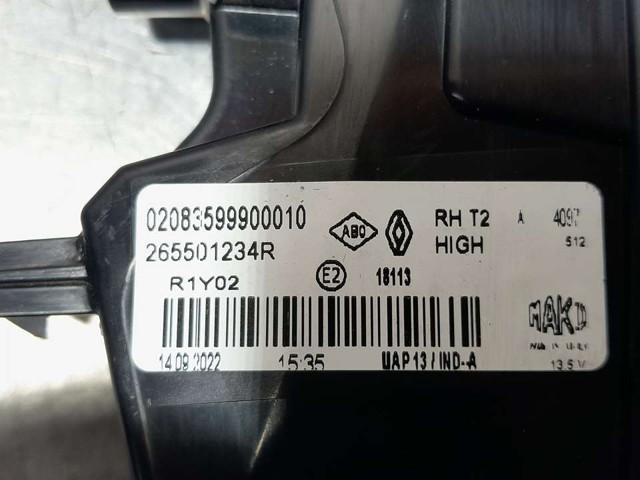 265501234R RENAULT Фонарь задний правый внутренний купить в Хмельницкий