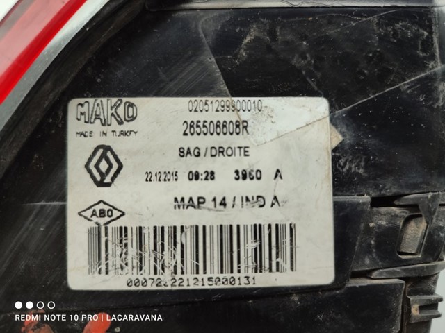 265506608R Фонарь задний правый внешний купить Львов