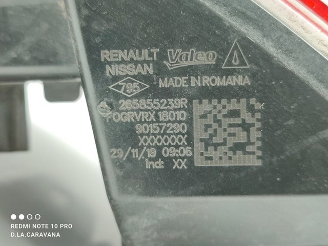 RENAULT 265855239R Фонарь противотуманный задний правый в наличии Запорожье