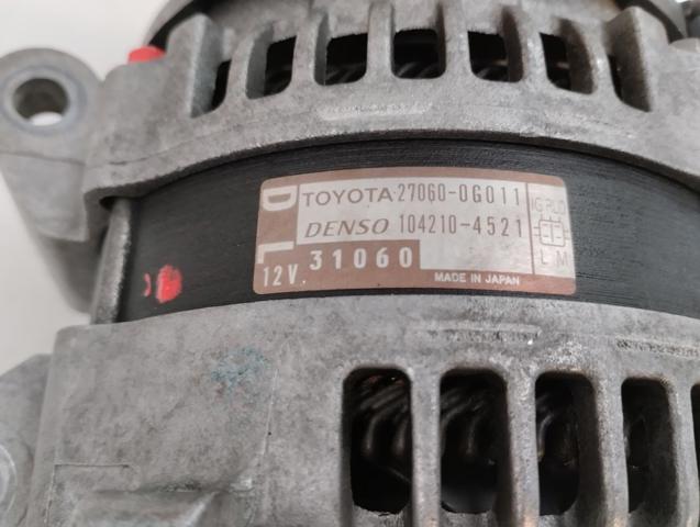 Alternador para Toyota Avensis Sedan 2.0 D-4D (adt270_) 1ADFTV 27060-0G011