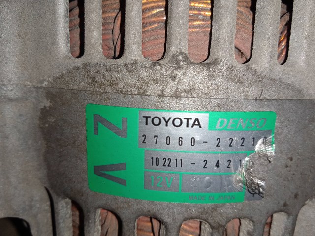 Alternador para Toyota Corolla 1.6 vvt-i (zze121_) 3zz-fe 2706022210