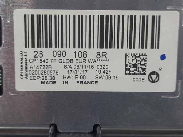 RENAULT 280901068R Блок управления кондиционером в наличии Черновцы