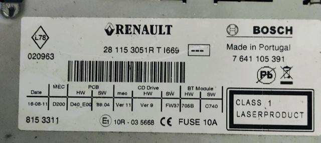 281153051R RENAULT Магнитола купить в Украина