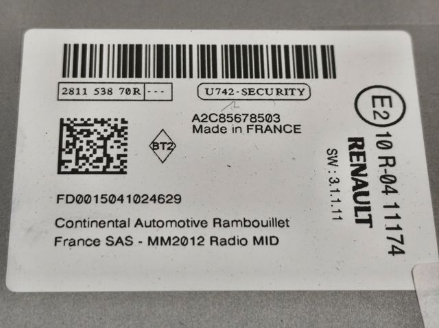 RENAULT 281153870R Магнитола в наличии Украина
