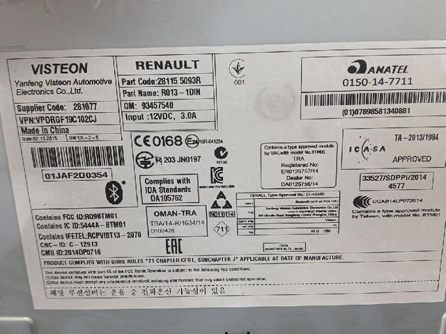 RENAULT 281155093R Магнитола в наличии Харьков