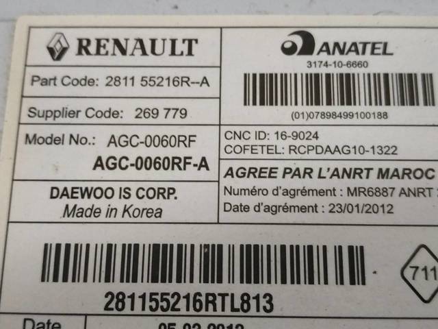 RENAULT 281155216R Магнитола (радио AM/FM) в наличии Черновцы
