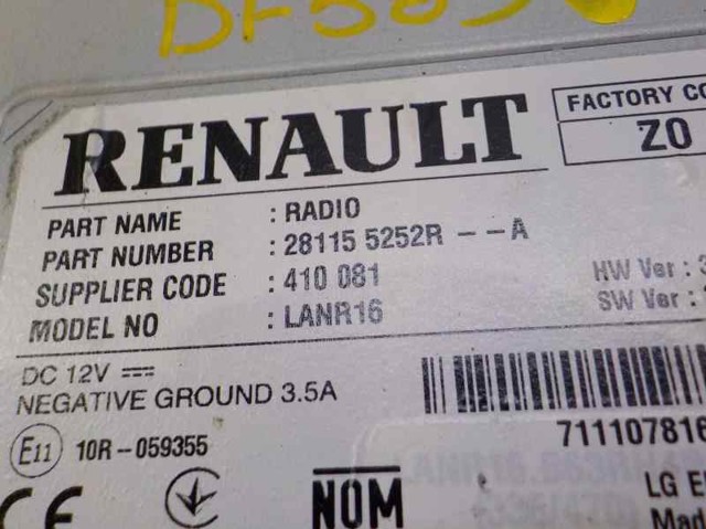 RENAULT 281155430R Магнитола (радио AM/FM) в наличии Кривой Рог