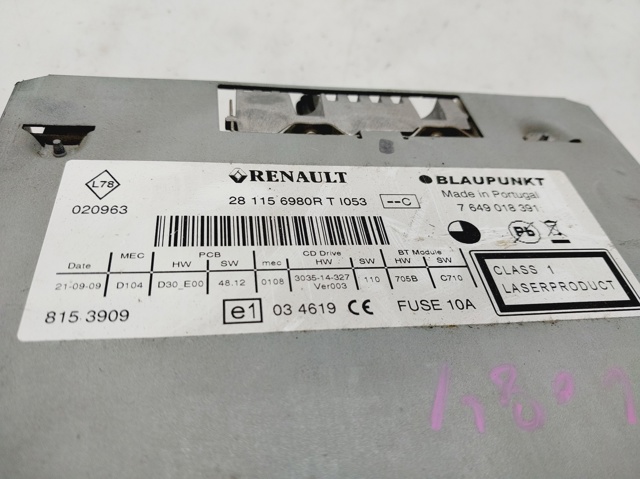 281156980R RENAULT Магнитола (радио AM/FM) купить в Черкассы