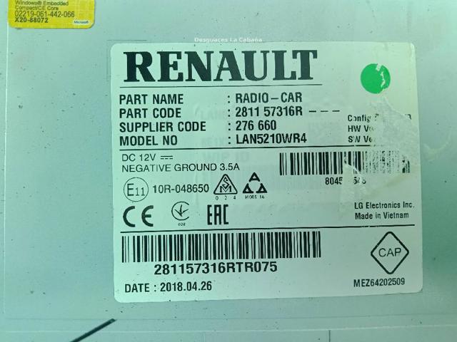 281157316R RENAULT Магнитола купить в Чернигов