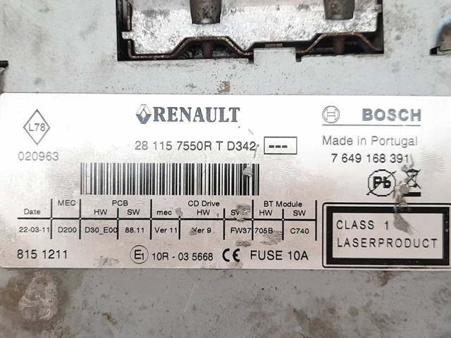 281157550R RENAULT Магнитола (радио AM/FM) купить в Кривой Рог