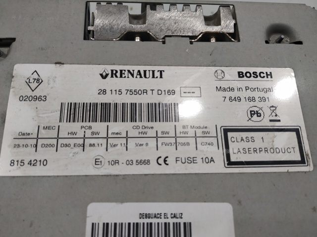 RENAULT 281157550R Магнитола в наличии Одесса