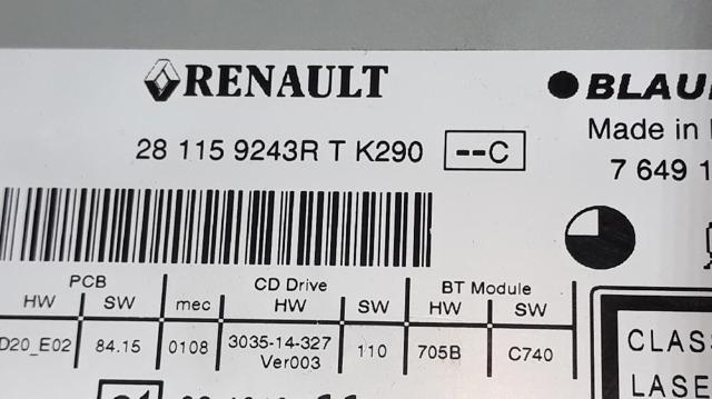281159243R RENAULT Магнитола (радио AM/FM) купить в Ирпень