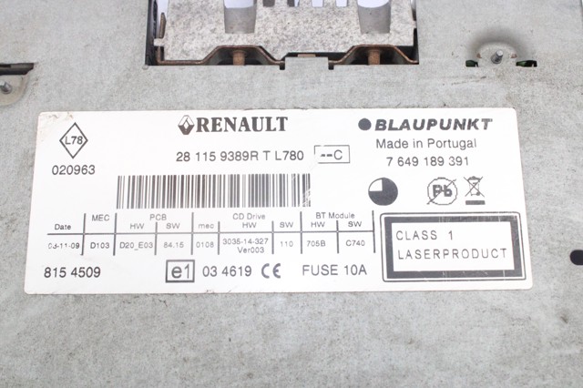 RENAULT 281159389R Магнитола (радио AM/FM) в наличии Запорожье