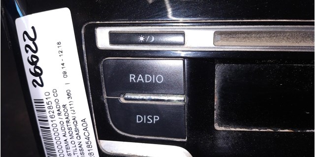 Sistema de rádio de áudio/CD para Nissan Qashqai II Off-Road, fechado 1.6 DCI R9ME414 281854CA0A