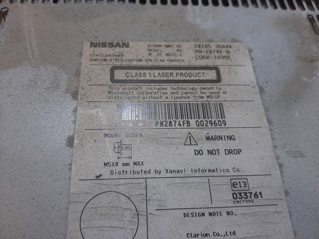 28185JG44A NISSAN Магнитола (радио AM/FM) купить в Полтава
