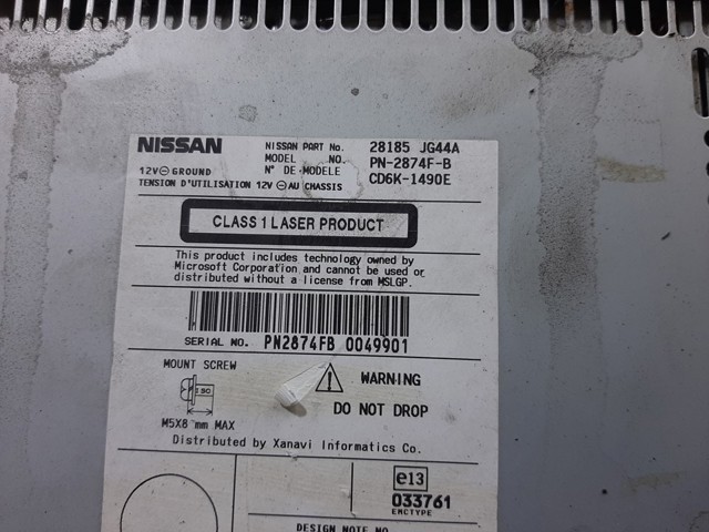 NISSAN 28185JG44A Магнитола в наличии Сумы