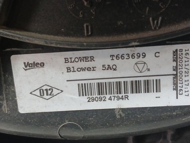 RENAULT 290924794R Корпус вентилятора печки (отопителя салона), в сборе в наличии Полтава
