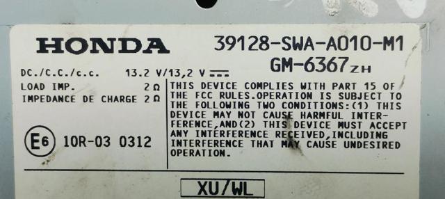 HONDA 39128SWAA010M1 в наличии Чернигов