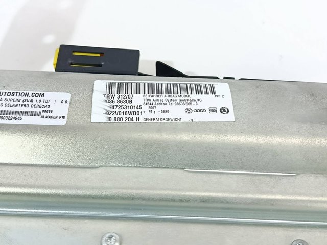 3B0880204H VAG Подушка безопасности (AIRBAG) пассажирская купить в Тернополь