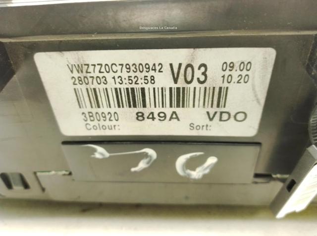 VAG 3B0920849A Панель приборов в наличии Одесса
