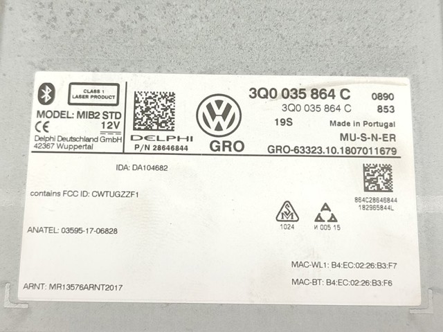 VAG 3Q0035864C Магнитола (радио AM/FM) в наличии Черновцы